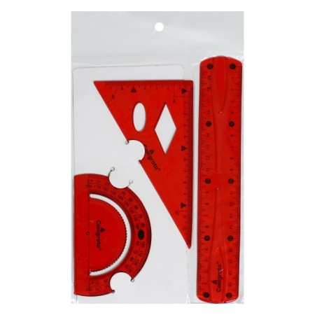 The set of geometric, silicone, flexible: ruler 20 cm, square, transporter, mix-1