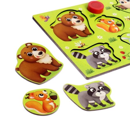 Wooden puzzle with the chip "Forest residents"-1