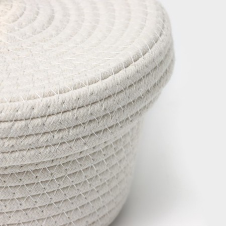 Basket for storage ladled handmade LadOM "BALL", 21 × 21 × 11 cm, beige color-5