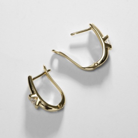Earrings with rhinestones Xuping Strength, white color in gold-2