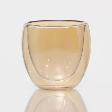 Glass glass with double walls "Duo", 250 ml, color gold-1