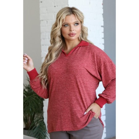 Pulover female, size 56, red color-8