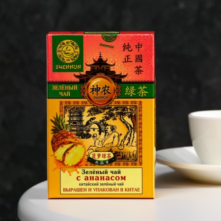 Green large -leaf tea Shennun with pineapple, cardboard. UP., 100 g-1