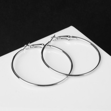 Серьги-кольца «Классика» d=5 см, цвет серебро-1