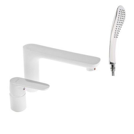 ACCOONA A6519G bath mixer, three holes, cut, single -legged, brass, white
