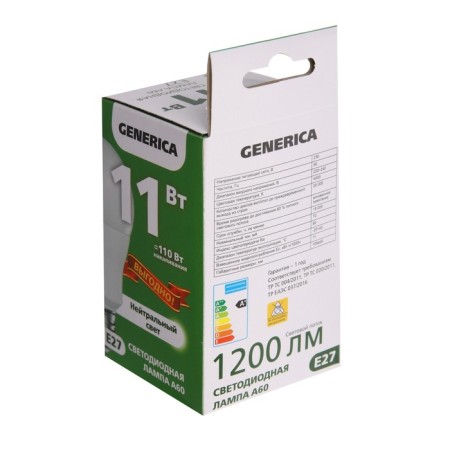LED LED Generica A60, 11 W, pear, 4000 K, E27, 230 V, Promo, LL-A60-11-230-40-E27-G-1