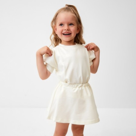 Kit for a girl (sweatshirt and skirt) minku, milk color, height 122 cm
