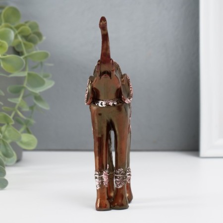 Souvenir Polystone "Elephant on Long Legs, Popon with silver patterns" 15x6.5x4 cm-1