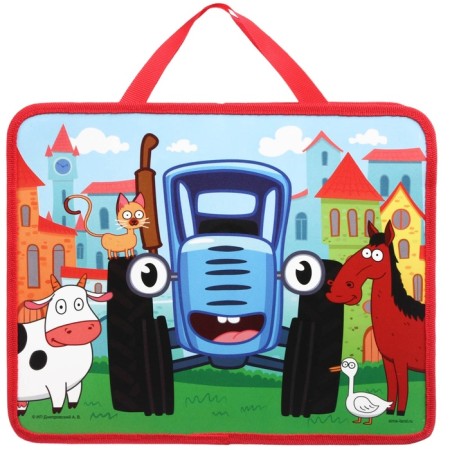 Plastic folder with A4 handles, on a zipper, 75x330x260 mm, blue tractor-3