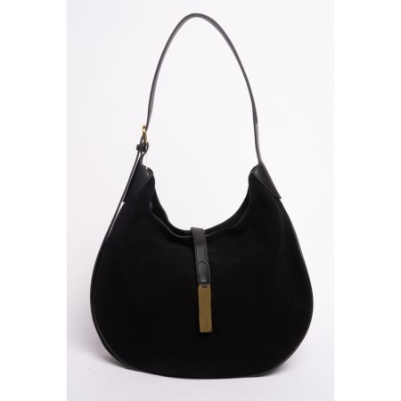 Sobo bag female, natural suede, Ludor black, 37x11x28 cm