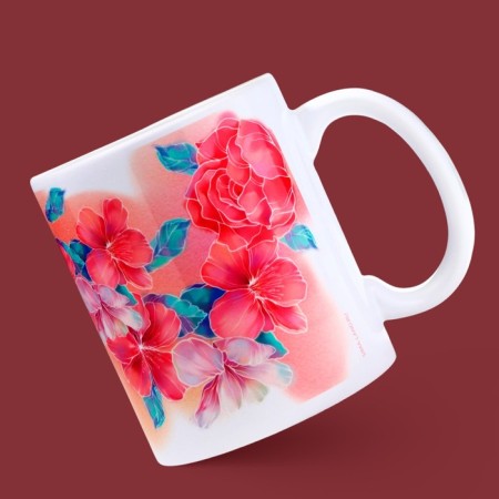 Ceramic mug "March 8" flowers, 320 ml, white color-2