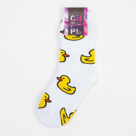 Women's terry socks "duck", white color, size 23-25-4
