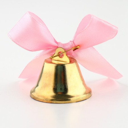 A bell on a pin with a bow for graduation, pink, d = 3.6 cm-1