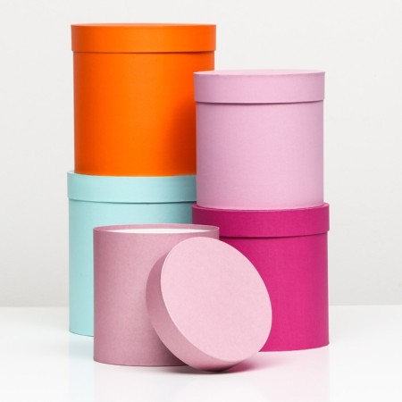 Set of round boxes 5 in 1, "pastel", 25 x 25 x 25 - 19 x 19 cm 19 cm-1