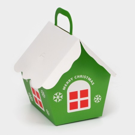 Folding New Year's box "Green" Green 8.5 x 8.5 x 10 cm-1