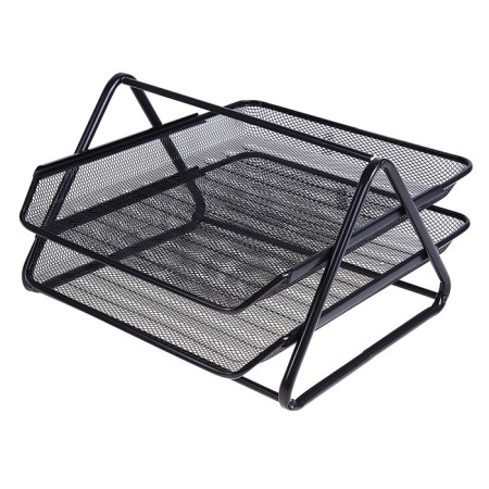 Horizontal paper tray, 2 compartments, in the grid, black