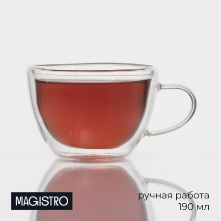 Glass mug with double walls Magistro "Duo", 190 ml