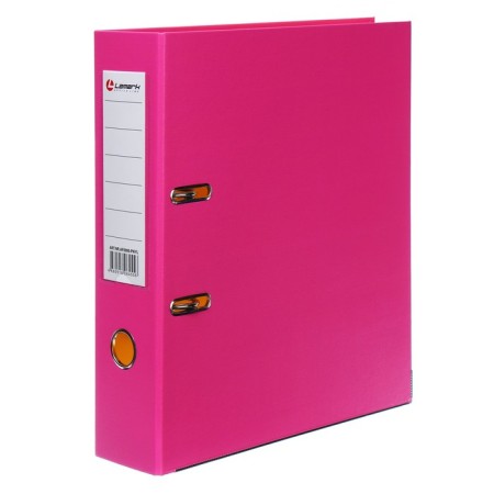 A4, 75 mm, Lamark, PVC, double-sided coating, metal edging, pocket for a spine, collected, pink/yellow-1