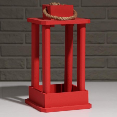 Kashpo wooden "Lantern", pen, red, 16 × 16 × 30 cm-1