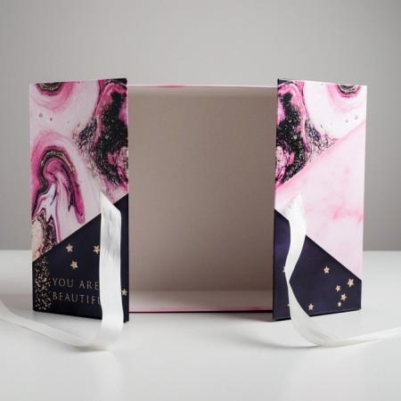 Gift box, packaging, "marble", 29.5 x 29.5 x 14.5 cm-3
