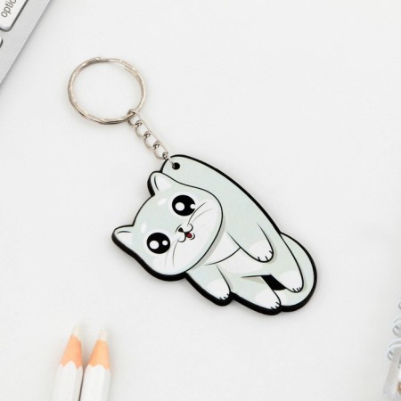 Key keychain wooden "cat" 5 x 6 cm-2