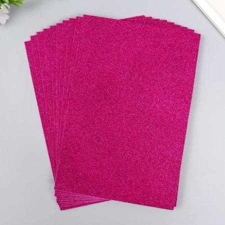 Foamiran glitter 2 mm 20x30 cm, fuchsia