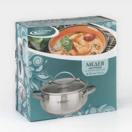 Medea pan, 5.2 l, d = 24 cm, capsule, glass cover, induction-7