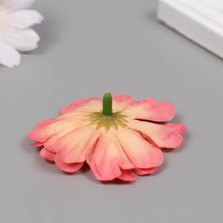 Budon on the leg for decoration "multilayer chamomile white-pink" 6x6 cm-2