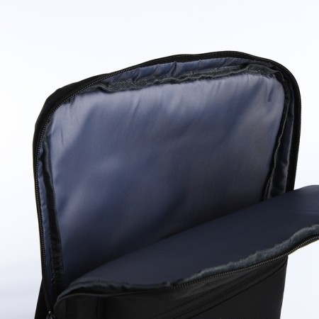 A backpack for a laptop made of textiles with a zipper, an outer pocket, black color-5