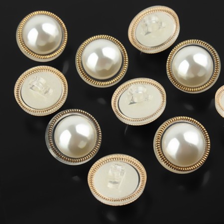 A set of buttons on the leg, d = 15 mm, 10 pcs, pearl/gold color-1