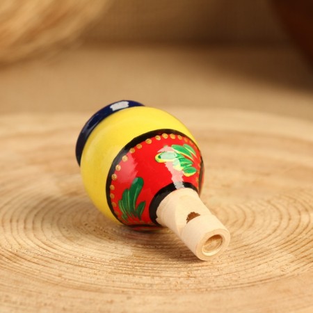 Whistle "Kolobok in a handkerchief", wood, mix-4