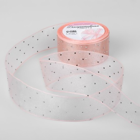 The ribbon is nylon, with rhinestones, 38 mm × 9.1 ± 0.5 m, pink color
