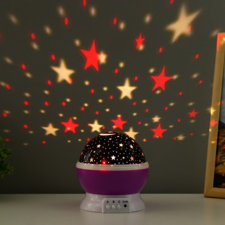 The night designer "Starry sky", rotation, (4AAA or USB) violet. 12*10 cm Risalux-6