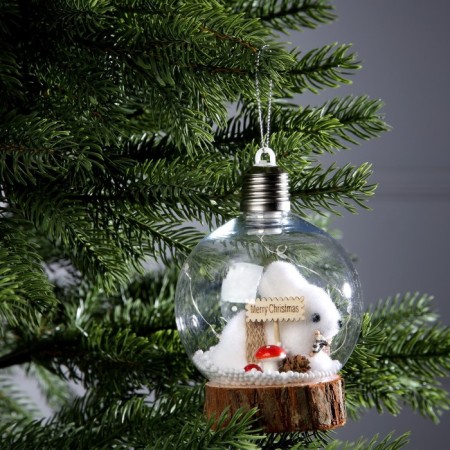 Fir -tree ball "Hare", batteries, 1 LED, glow warm white-1