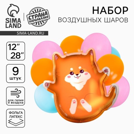 A set of balloons "Siba-Inu", foil, latex, 9 pcs.
