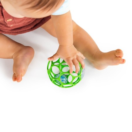 Developing toy Bright Starts, OBALL ball, with a rattle, green color-2