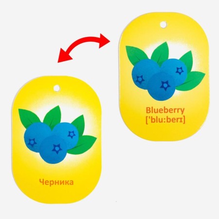 Cards on the ring for learning English "Fruits and berries", 20 cards, ring, 3+-2