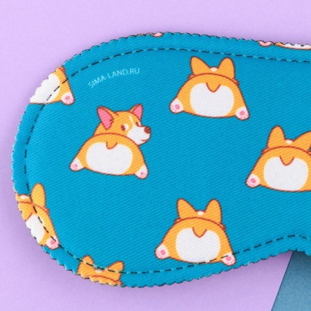 Corgi sleep mask, 19.3 x 9.5 cm, blue color-1
