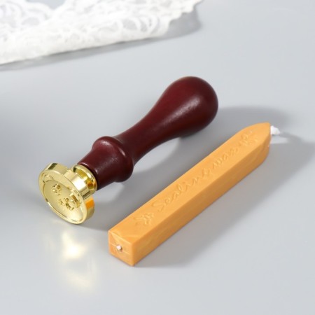 Feature handle set with interchangeable feathers+stand+ink+wax+print 26x12x4 cm-5
