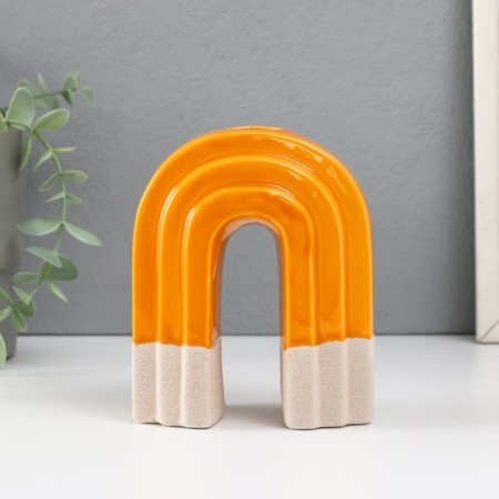 Ceramics candlestick for 1 candle "Scar" sand-orange 10.2x6x12.8 cm-2