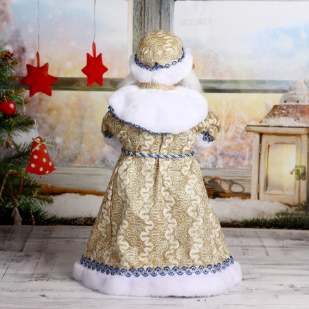Santa Claus "Shik" in a blue-gold fur coat with a staff, moves, 47 cm-2
