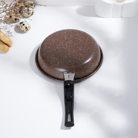 Rock pan, d = 17 cm, plastic handle, anti -stick coating, brown color-7