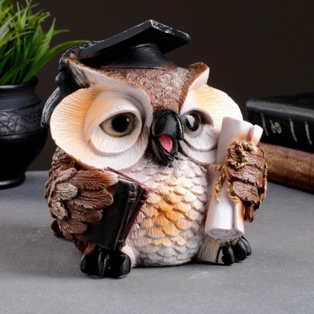 Figure "Owl scientist" brown, 18x17x19cm-2