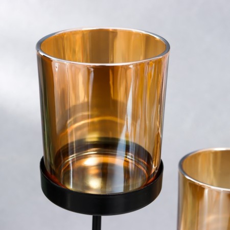 Summary Metal, glass for 3 candles "Etna" D-5 cm, black 7.5x23x31 cm-4