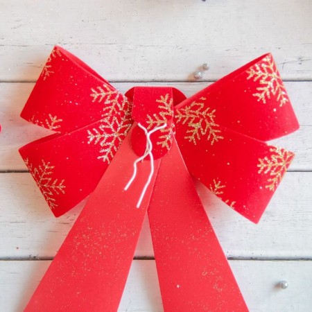 Christmas tree decoration "Bant in snowflakes" (set 2 pcs) 14x16 cm, red-gold-1