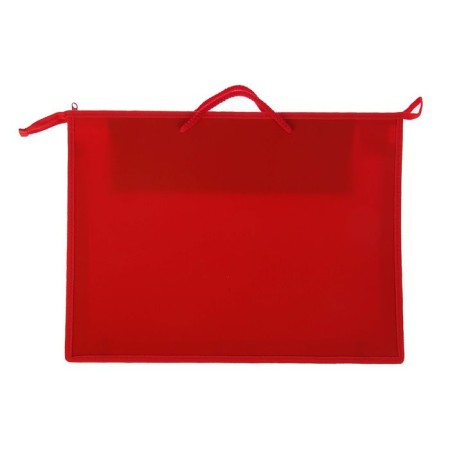Folder for drawings and drawings A3, 420 x 343 x 50 mm, with handles, plastic, lightning from above, inside pocket, 0.9 mm, "standard" PR 3 -8, red-1