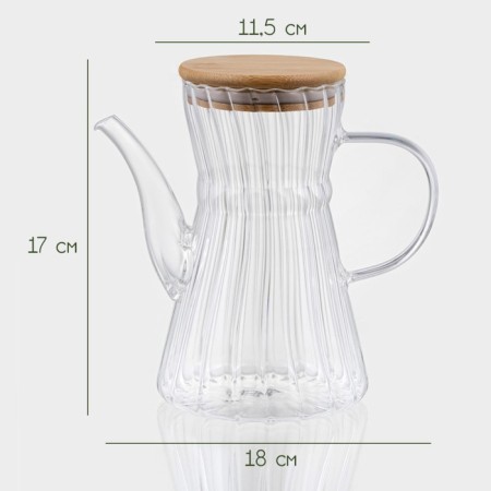Glass teapot with a bamboo cover Bellatenero “Eco. East ", 800 ml, 18 × 11.5 × 17 cm-1