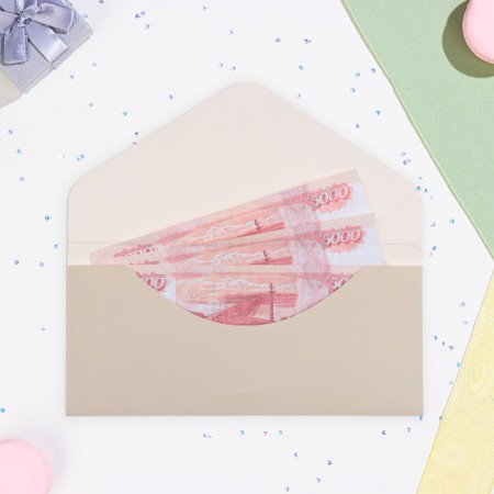 Money envelope "Wedding Day!" Gold on beige, two rings, embossing, 16.5 x 8 cm-1