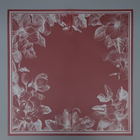Flower film, "Flowers with a border", wine, 57x57 cm-2