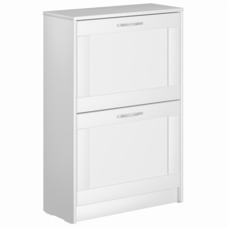 Sirius shoe cabinet, 602 × 250 × 890 mm, with two folding shelves, white color-1